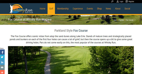 Ecommerce website design: Whisky Run Golf